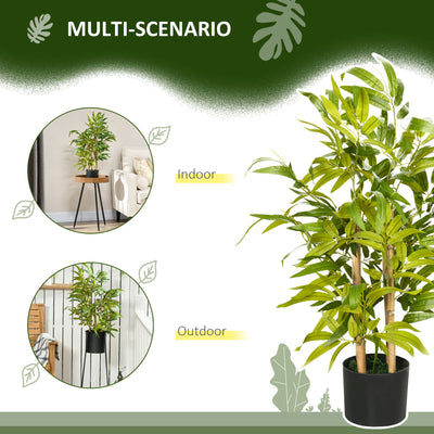 HOMCOM 2 PCs Artificial Plants Bamboo Tree in Pot Desk Fake Plants for Home Indoor Outdoor Decor, 15x15x60cm, Green 