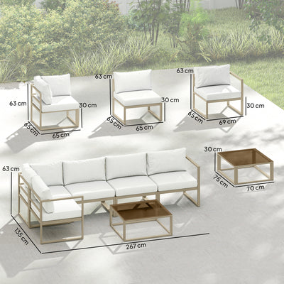 Outsunny 5 Seater Aluminium Garden Furniture Set, Garden Sofa Set with Thick Cushions for Patio and Balcony, Outdoor, White 