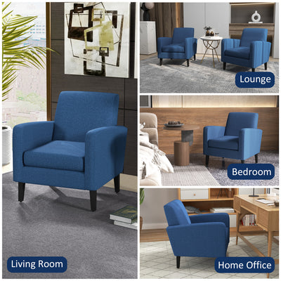 HOMCOM Linen-Look Boxy Armchair - Blue 