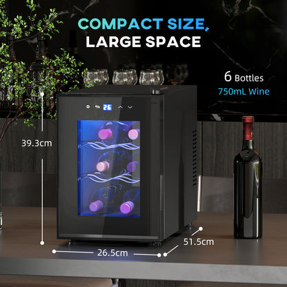HOMCOM Six Bottle 8-18\'e2\'84\'83 Countertop Wine Fridge - Black