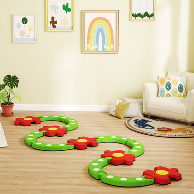 AIYAPLAY 13 PCS Kids Balance Beam Stepping Stones Set with Non-slip Textured Surface, Outdoor Indoor for Toddlers, Green 