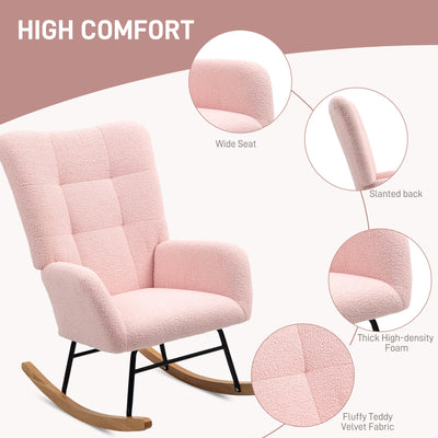 HOMCOM Teddy Fleece Rocking Chair - Pink 