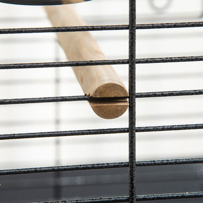 PawHut 156cm Bird Cage,Large Parrot Cage with Open Play Top, Perch, Seed Guard, Wheels, Storage Shelf, Dark Grey 