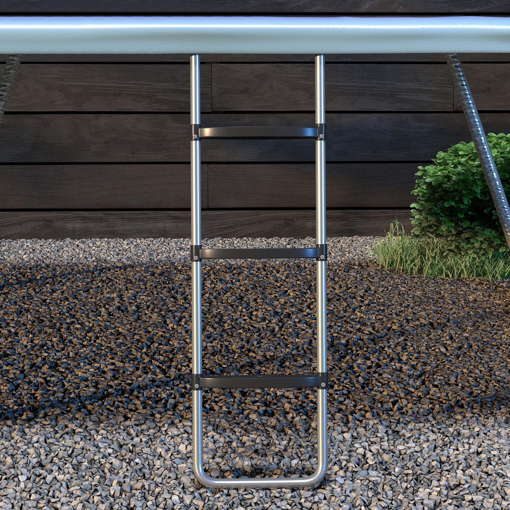 SPORTNOW Galvanised Steel Trampoline Ladder, 2 Steps/3 Steps Outdoor Trampoline Accessories for 6ft, 8ft, 10ft, 12ft, 13ft, 14ft, 16ft Trampoline, 110L x 32Wcm, Silver Tone 