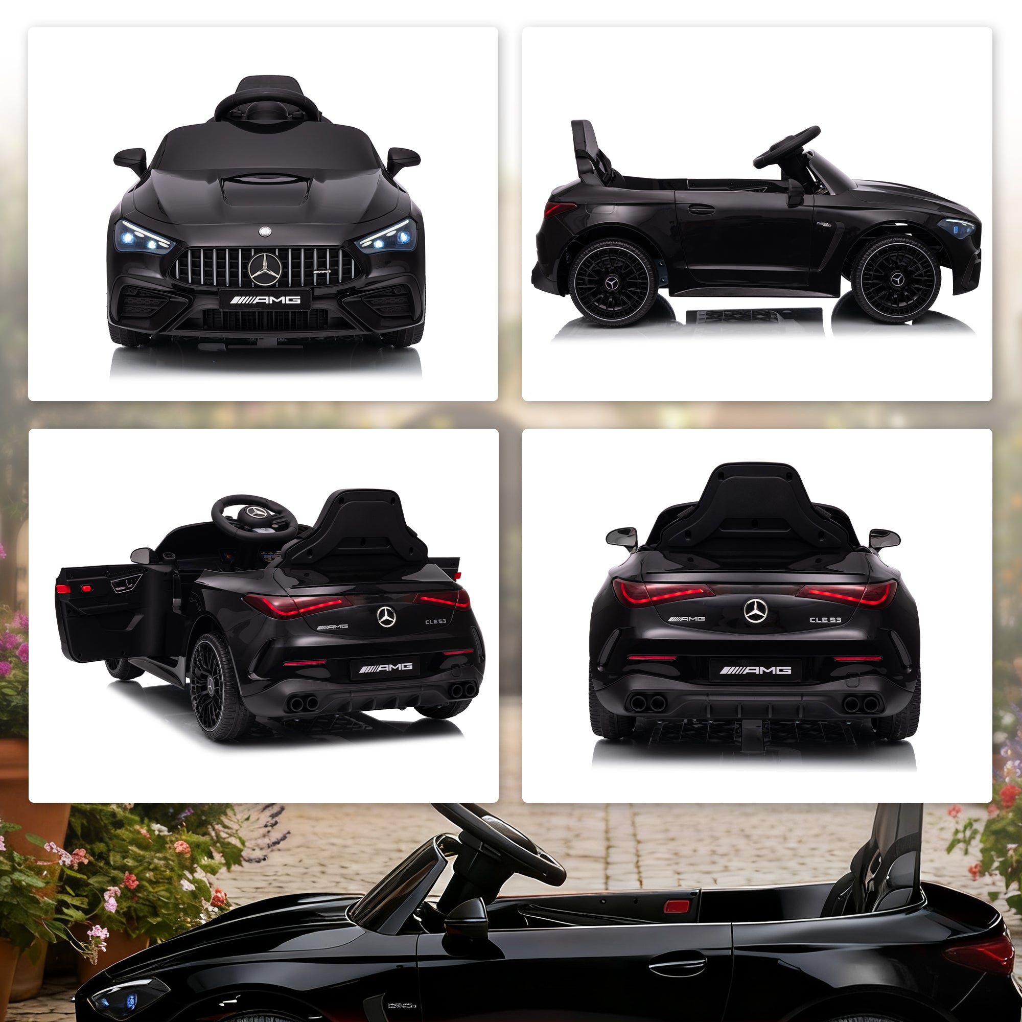 AIYAPLAY Licensed Mercedes AMG Kids Electric Car, 12V Ride On Car with Dual Motors, Remote Control for 3-6 Years, Black 