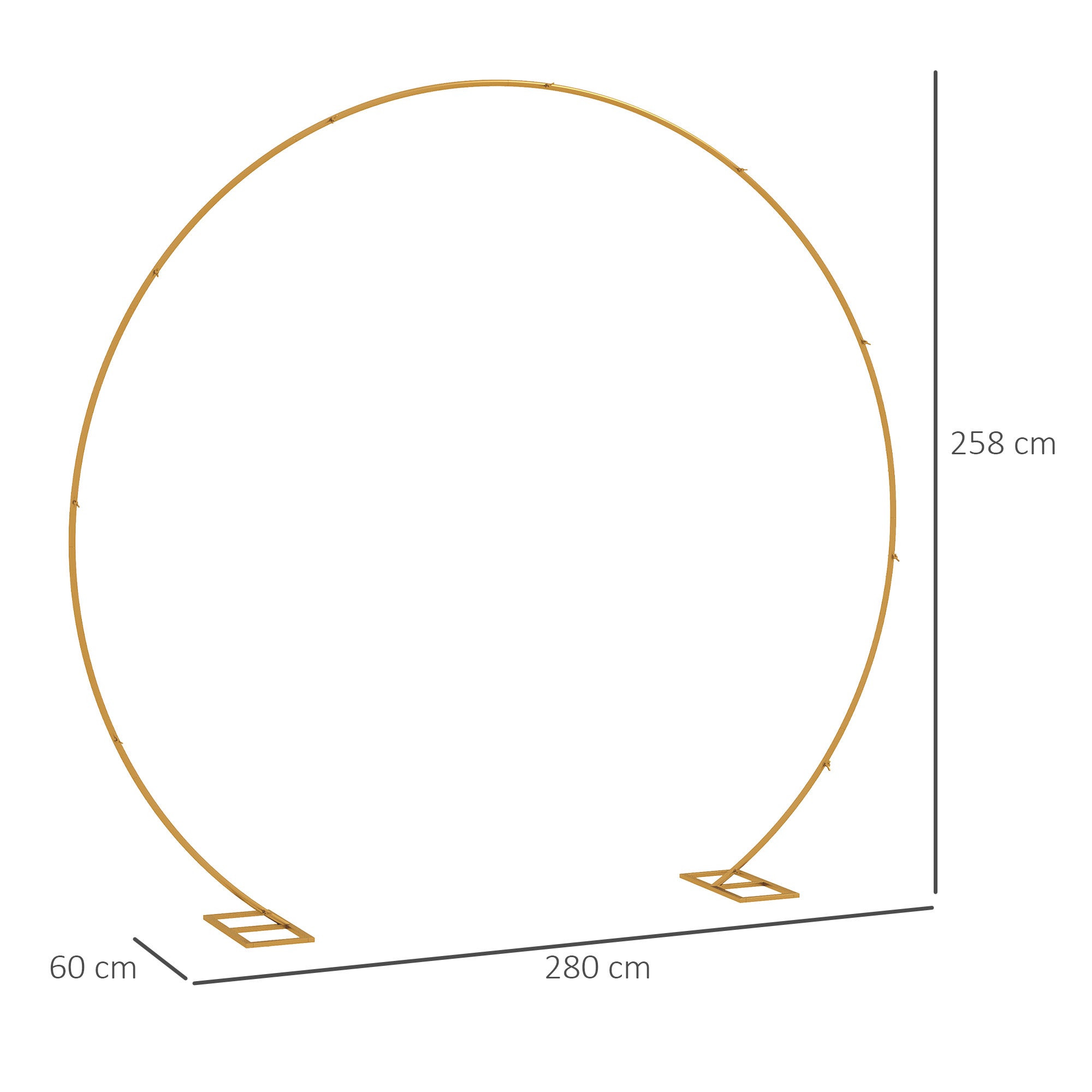 Outsunny 280cm Gold Backdrop Stand, Round Metal Wedding Arch for Birthday Party, Bridal Shower, Graduation, Ceremony 