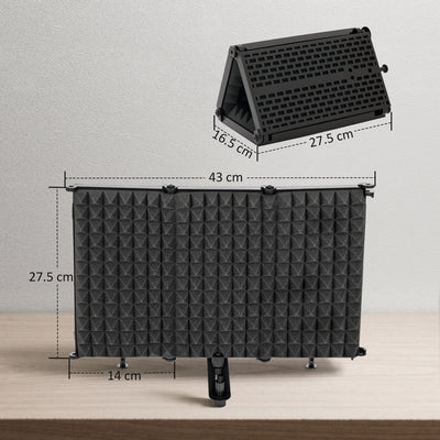 HOMCOM Studio Microphone Isolation Shield, Foldable Adjustable Recording Studio Equipment, 3-Panel High Density Absorbent Foam Shield with 3/8" Threaded Mount, Black 
