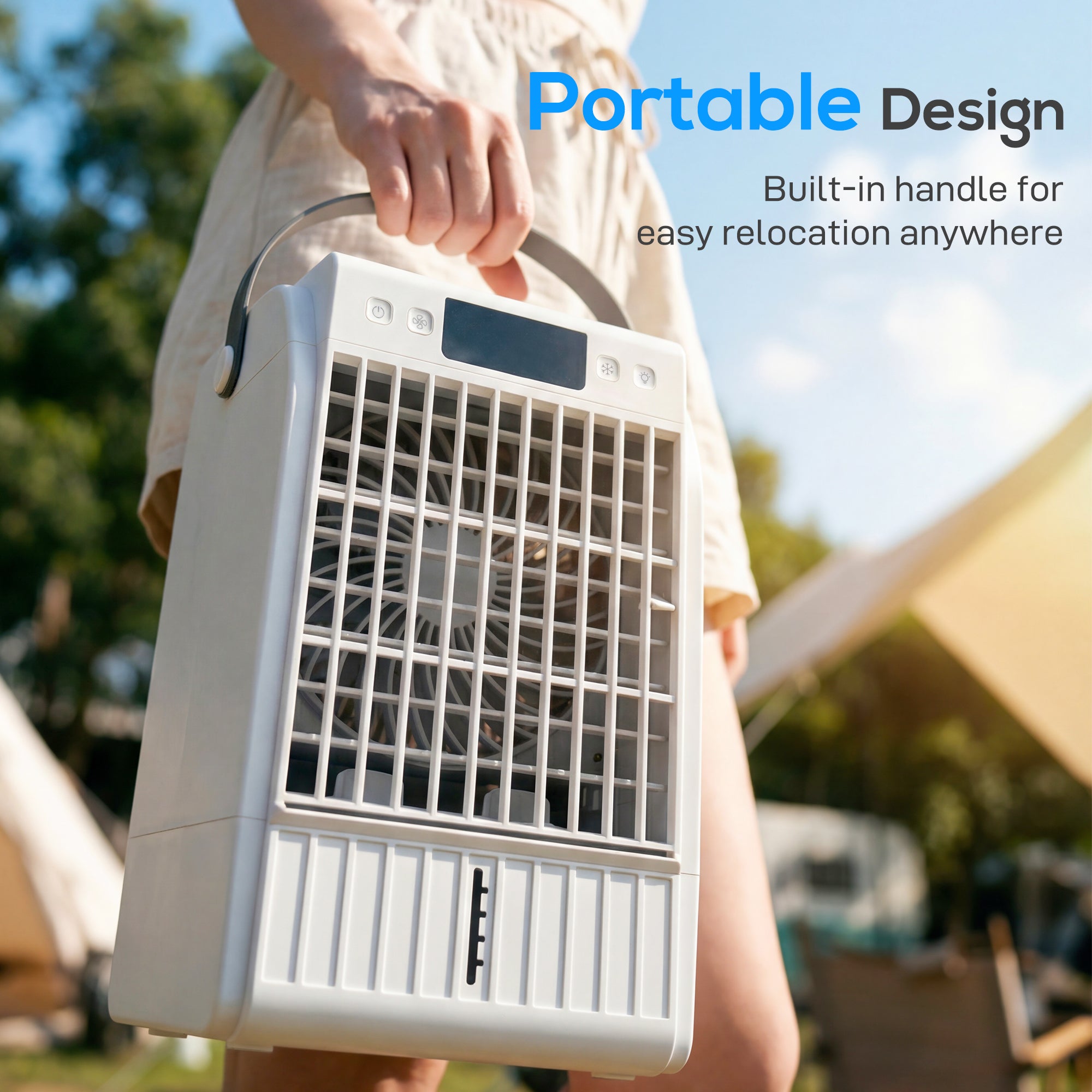 HOMCOM Portable Air Conditioner, 4-in-1 Mini Air Cooler with 4 Wind Speed, 2 Cool Mist, RGB 7 LED Light, White 