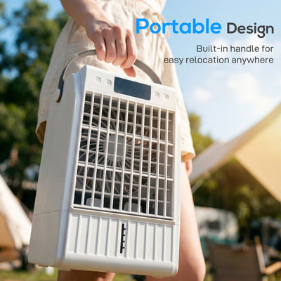 HOMCOM Portable Air Conditioner, 4-in-1 Mini Air Cooler with 4 Wind Speed, 2 Cool Mist, RGB 7 LED Light, White 