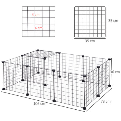 PawHut DIY Pet Playpen Metal Wire Fence 12 Panel Enclosure Indoor Outdoor Guinea Pig Bunny Small Animals Cage Black 
