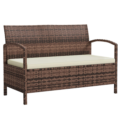 Outsunny 125L Storage Garden Bench, with Cushion - Brown 