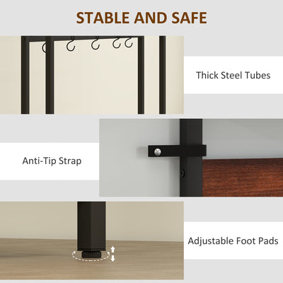HOMCOM 5-In-1 Industrial-Style Hallway Tree - Brown/Black 