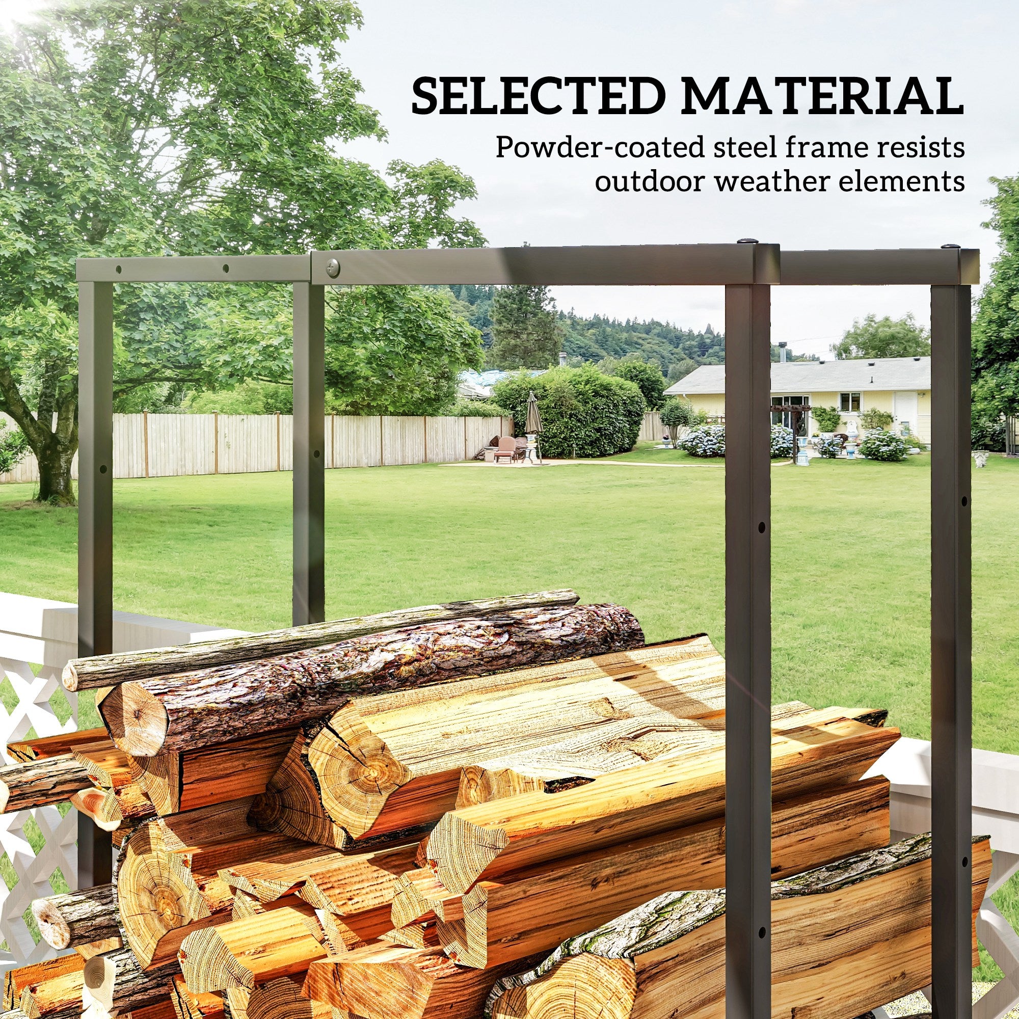 Outsunny 40-65/100-150cm Adjustable Metal Firewood Log Holder 