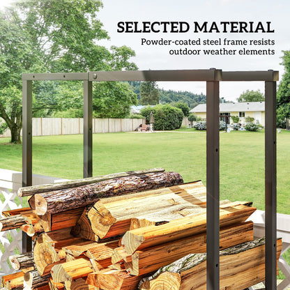 Outsunny 40-65/100-150cm Adjustable Metal Firewood Log Holder 