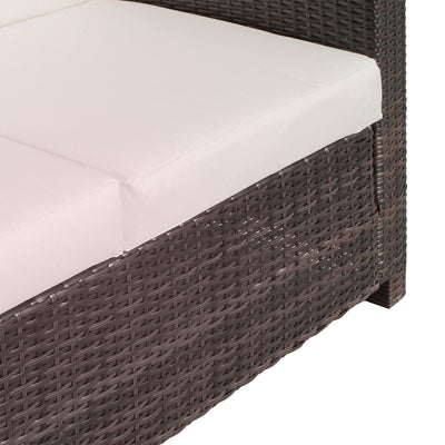 Outsunny 2 Seater Garden Furniture, Rattan Sofa with Soft Padded Cushion and Armrests, Wicker Garden Loveseat for Patio, Mixed Brown 