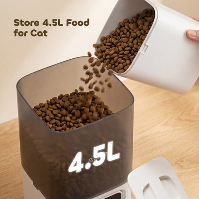 PawHut Automatic Cat Feeder, 4.5L WiFi Cat Food Dispenser with Timer, Programmable 1-10 Meals, Auto Pet Feeder 