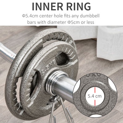 HOMCOM Set of 4 Weight Plate for 2"/5cm hole Dumbbell Handle Bar 15kg Dumbbell Plates Barbell Weight 2 x 5kg, 2 x 2.5kg 