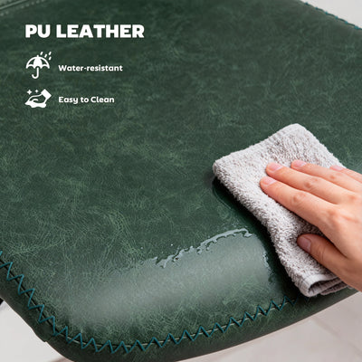 HOMCOM Bar Stools Set of 2, PU Leather Barstools with Backrest and Footrest for Kitchen, Counter, Breakfast Bar, Green 