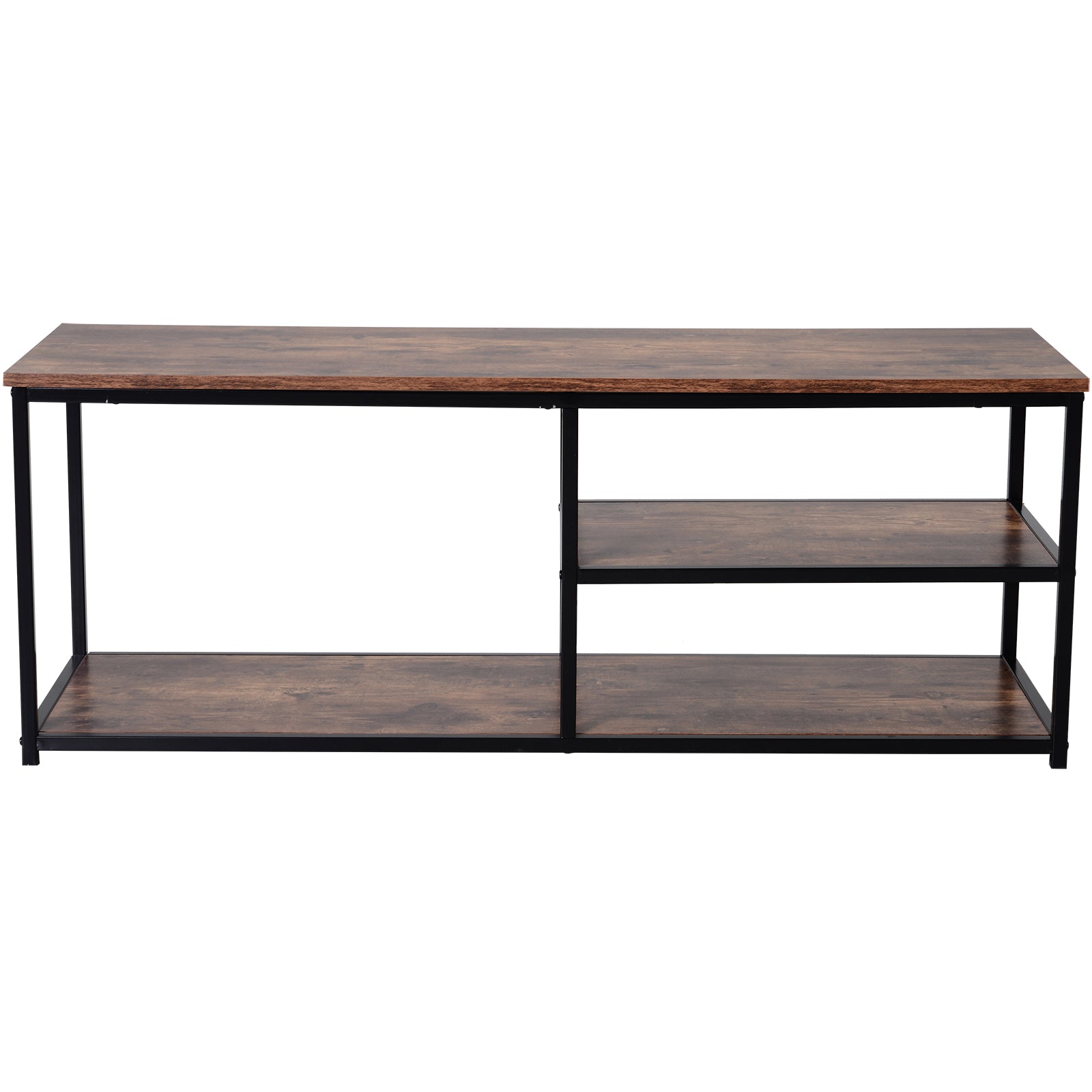 HOMCOM TV Unit for 55 inch TVs, Industrial TV Table with 2 Storage Shelves and Metal Frame, Entertainment Unit For living Room, Rustic Brown 