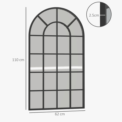 HOMCOM 110 x 62 cm Arched Decorative Wall Mirror for Bedroom Living Room, Modern Window Bathroom Mirror for Home Decor 