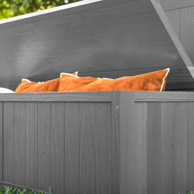 Outsunny Wood Storage Bench for Patio Furniture, Outdoor Garden Seating Tools, Grey 