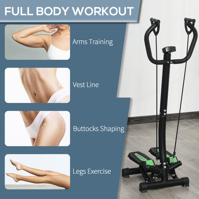 HOMCOM Twister Stepper, Step Machine w/ Resistance Bands, LCD Display and Handlebar, Steppers for Exercise Workout Home Gym Office 