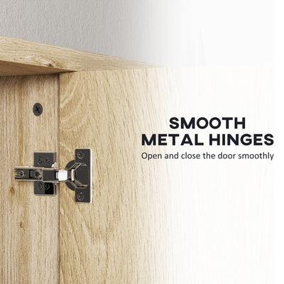 HOMCOM Five-Shelf Mirrored Bathroom Cabinet - Wood-Effect 