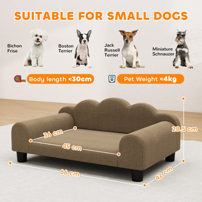 PawHut Elevated Dog Sofa Bed, Breathable Pet Sofa with Backrest and Armrest for Small Dogs, Brown