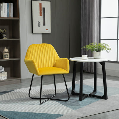 HOMCOM Modern Arm Chair Upholstered Accent Chair with Metal Base for Living Room Yellow 