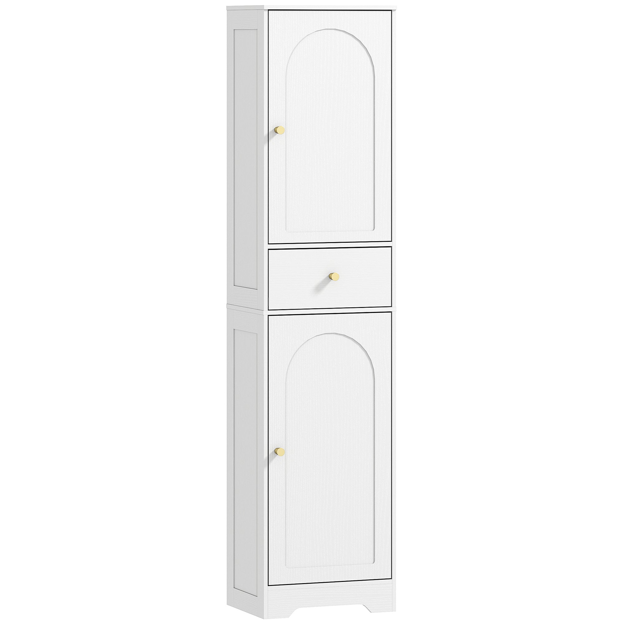 HOMCOM Tall Bathroom Cabinet with Arched Doors - White