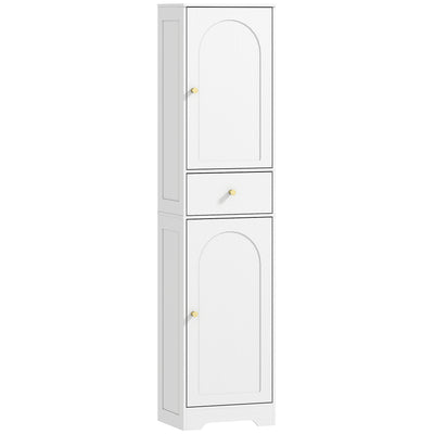HOMCOM Tall Bathroom Cabinet with Arched Doors - White 