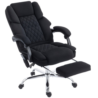 HOMCOM Office Chair with 6-point Vibration Massage and Heat, Fabric Desk Chair with Footrest, High Back, Black 