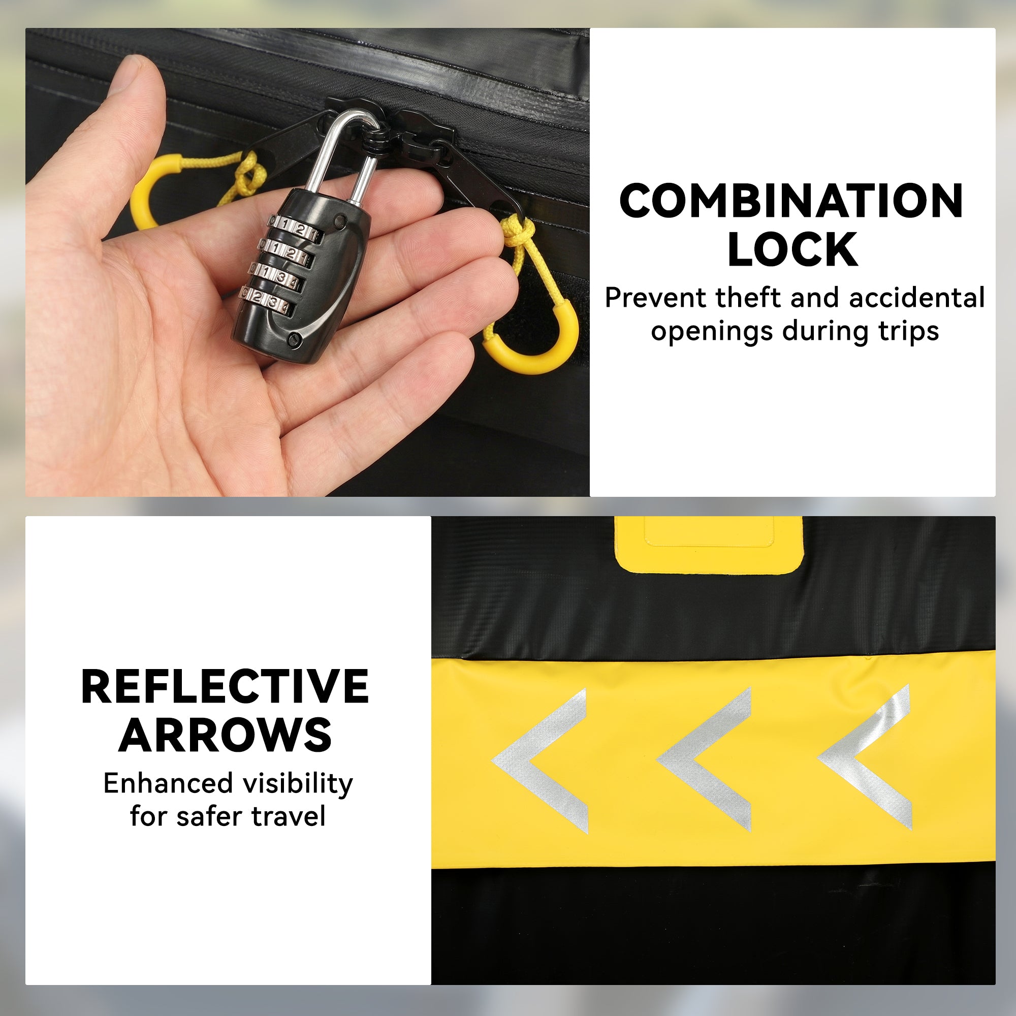 Outsunny Car Roof Bag, 21 Cubic Feet Waterproof Soft Car Roof Box Roofing Cargo Carrier w/ Reflective Arrows, Door Hooks, Yellow 