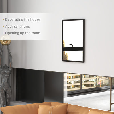 HOMCOM Wall Bathroom Mirror, 70 x 50 cm Wall-Mounted Mirror for Living Room, Bedroom, Hallway, Black 