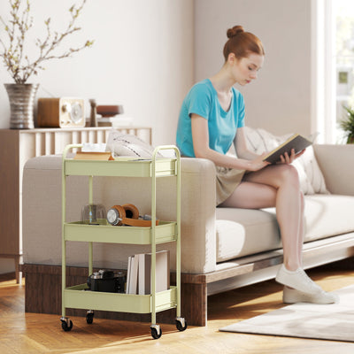 HOMCOM Three-Tier Steel Storage Trolley - Green 