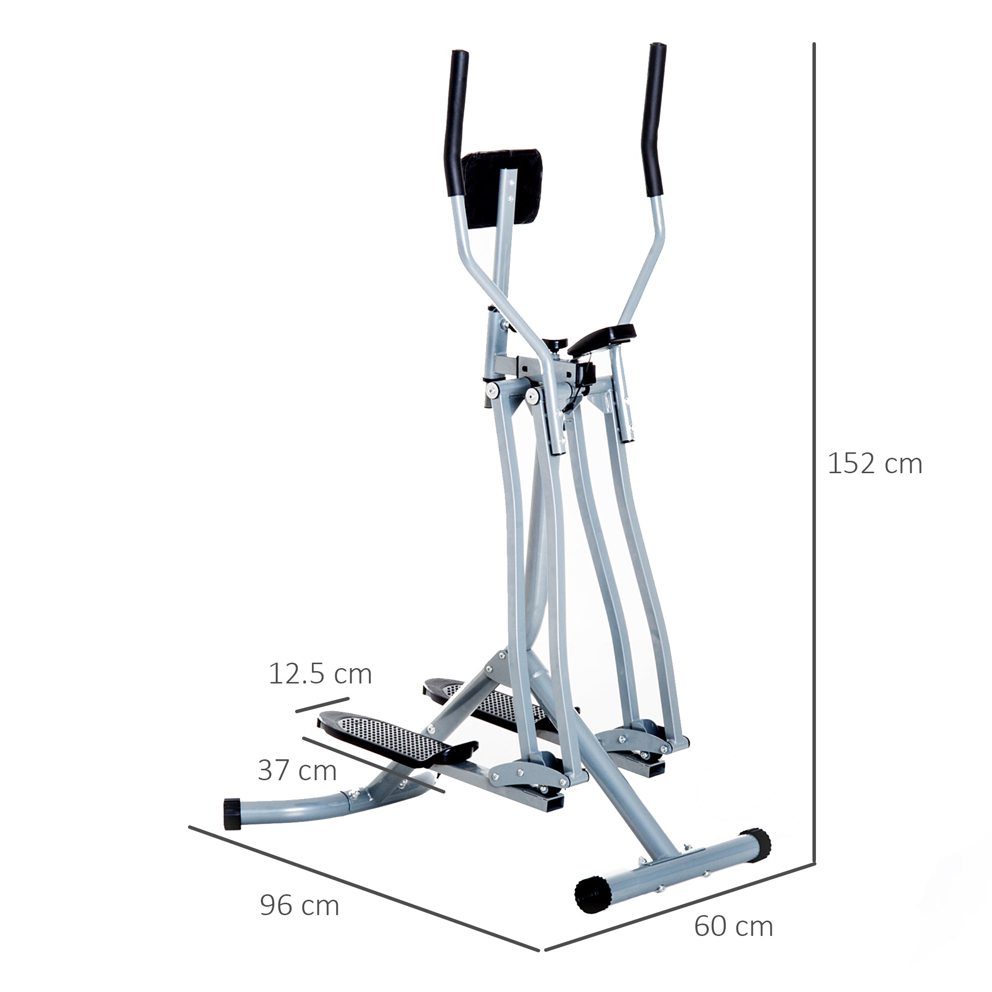 HOMCOM Air Walker Glider, Cross Trainer Fitness Machine, with LCD, for Home Gym, Grey 