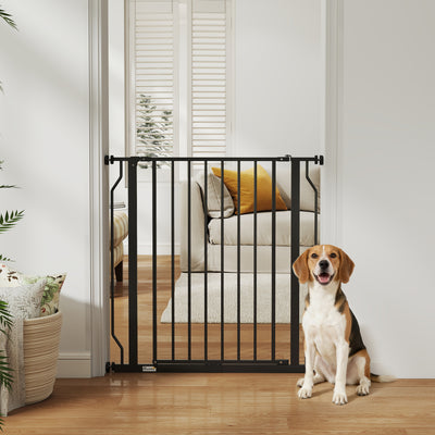 PawHut Extra Wide Dog Gate, with Door Pressure, for Doorways, Hallways, Staircases - Black 