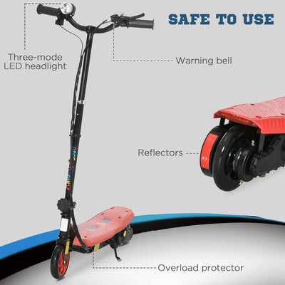 HOMCOM Foldable Electric Scooter, with LED Headlight, for Ages 7-14 Years - Red 