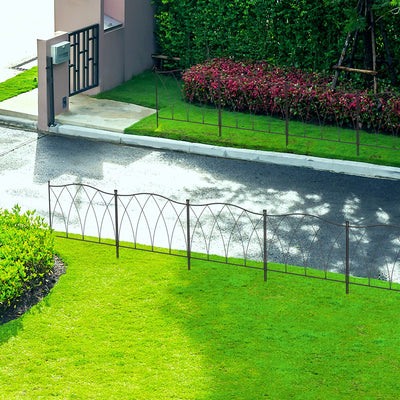 Outsunny Set of Five 61.5cm Decorative Metal Fence Panels - Black 