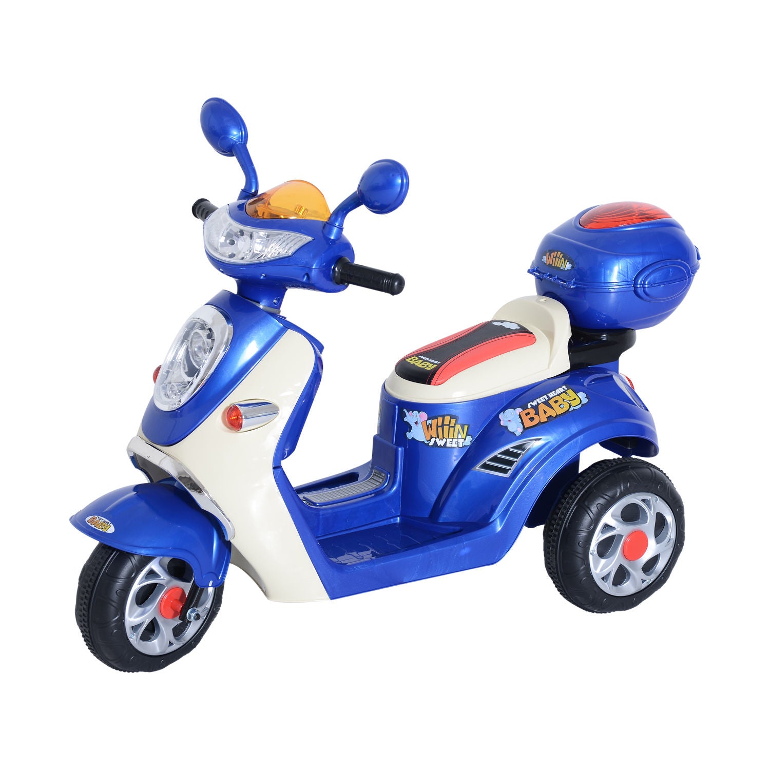 HOMCOM Kids Electric Ride On Toy Car 6V Electric Motorbike with Chargeable Battery Headlight and Music for 3-5 Years - Blue 
