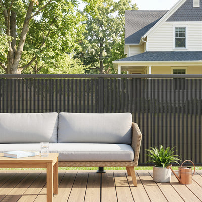 Outsunny 2Pcs Plastic Privacy Screening Fence, 1m x 5 m Waterproof Windbreak Fence, Dark Grey 