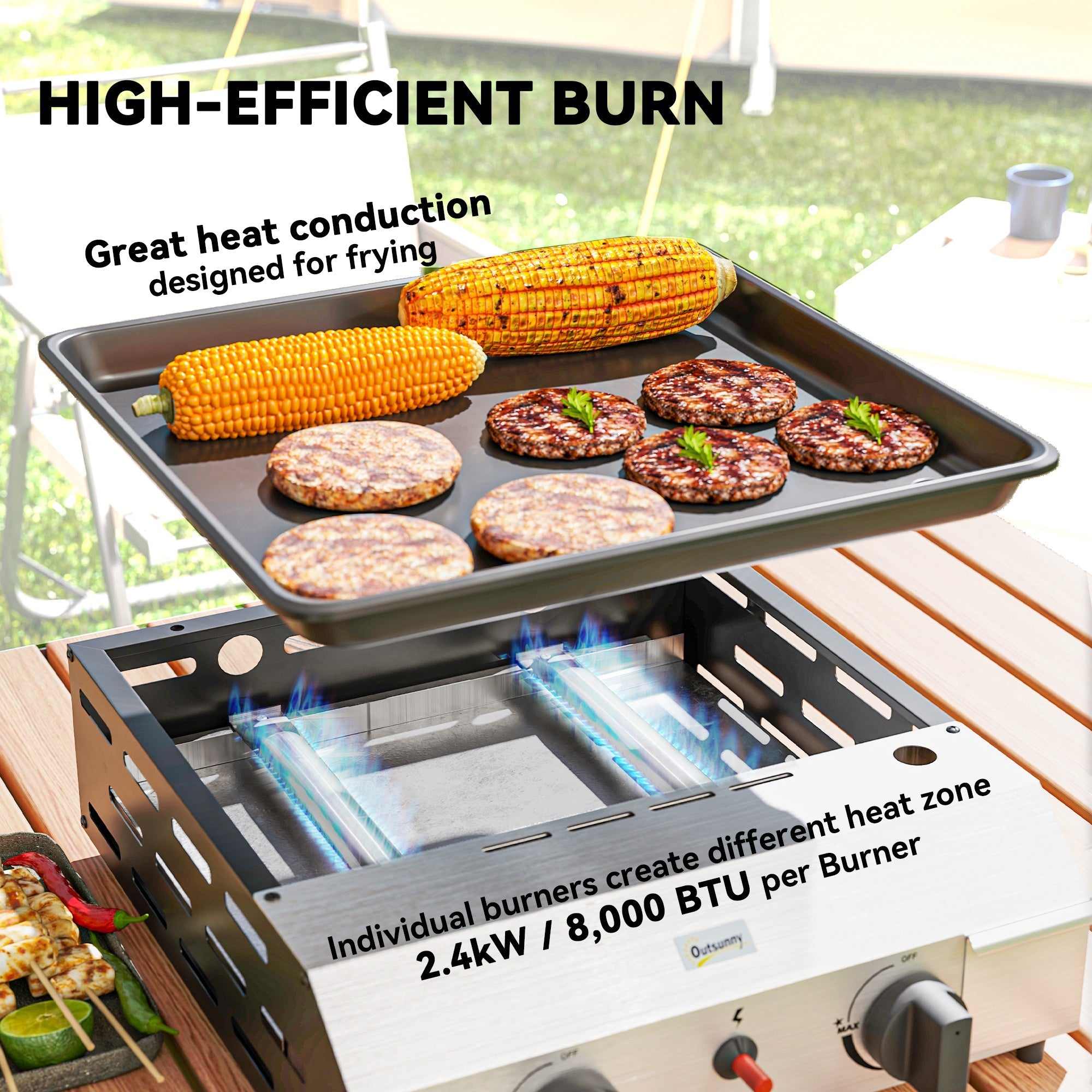Outsunny Two Burner Portable Gas Grill 