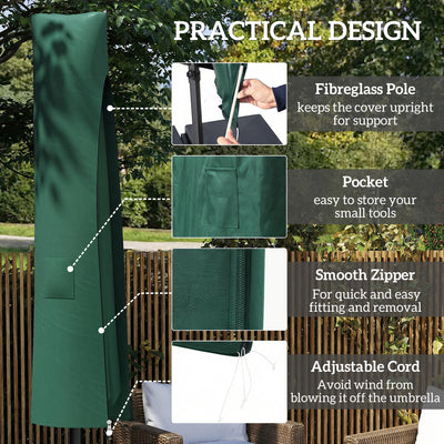 Outsunny Garden Parasol Cover, Waterproof Cantilever Banana Umbrella Protector, 240 x 48/70 cm for 3 m Cantilever Parasol 