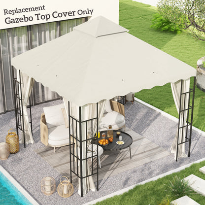 Outsunny 3 x 3 m Gazebo Canopy Replacement Covers, 2 - Tier Gazebo Roof Replacement TOP COVER ONLY, Cream White 