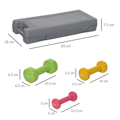 HOMCOM 6Kg Dumbbell Set, Fitness Weight Set for Men and Women, Home Gym Workout 