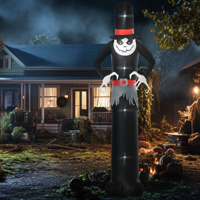 Outsunny Giant 10ft Halloween Inflatables Tall Ghost with Hat, Build-in LEDs Blow Up Scary Outdoor Decorations, for Party Yard Garden Lawn Decoration 