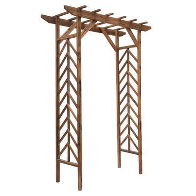 Outsunny Wooden Garden Arbor, Arch Trellis with Classic Countryside Style, Pergola Style Roof for Climbing Vines 