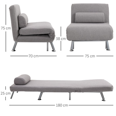 HOMCOM Adjustable Back Futon Sofa Chair - Grey 