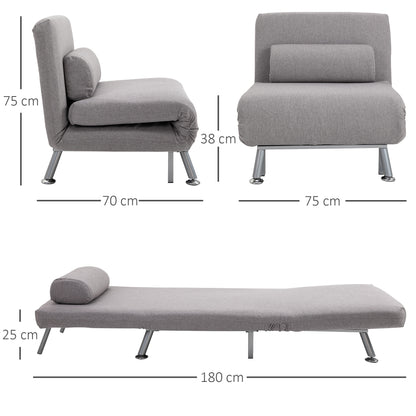 HOMCOM Adjustable Back Futon Sofa Chair - Grey 