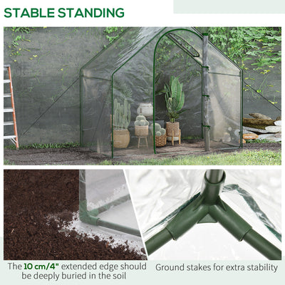 Outsunny Walk In PVC Greenhouse Garden Outdoor Flower Planter Steel Frame w/ Zipped Door & Window 180 x 100 x 168CM Clear 